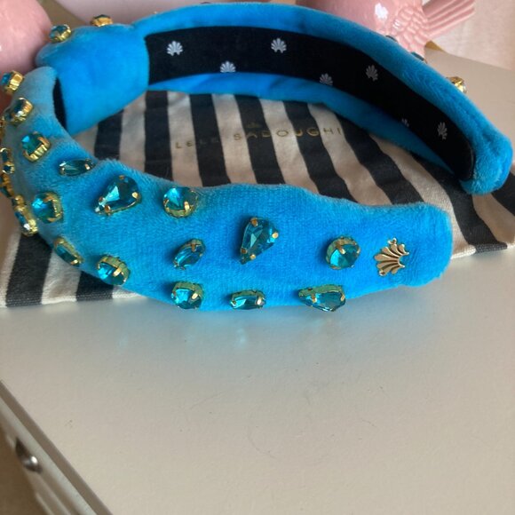 Lele Sadoughi Sparkling Turquoise slim candy jeweled rhinestone headband